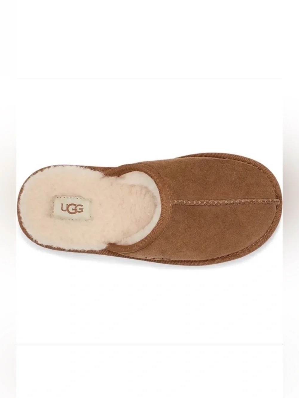 UGG Keegan Chestnut Suede Shearling Slide Slippers Kids 2M Cozy Comfort NWT